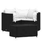 Set Divani da Giardino 4 pz con Cuscini Nero in Polyrattan