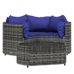 Set Divani da Giardino 4 pz con Cuscini in Polyrattan Grigio