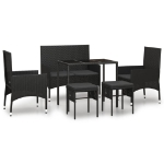 Set Mobili da Giardino 6 pz con Cuscini in Polyrattan Nero