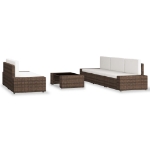 Set Divani da Giardino 6 pz in Polyrattan Marrone