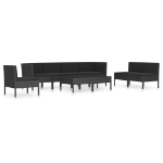 Set Divani da Giardino 9 pz con Cuscini in Polyrattan Nero