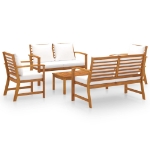 Set Divani da Giardino 5 pz con Cuscini in Legno Acacia