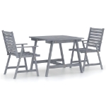 Set da Pranzo da Giardino 3 pz Legno Massello di Acacia Grigio