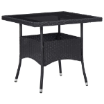 Set Mobili da Pranzo per Giardino 3 pz Nero Polyrattan e Acacia