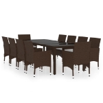 Set da Pranzo da Giardino 11 pz in Polyrattan Marrone