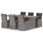 Set da Pranzo da Giardino 7 pz con Cuscini in Polyrattan Grigio