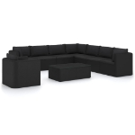 Set Divani da Giardino 10 pz con Cuscini in Polyrattan Nero