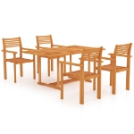 Set da Pranzo da Giardino 5 pz in Legno Massello di Teak