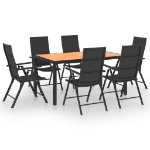 Set da Pranzo da Giardino 7 pz Nero e Marrone