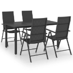 Set da Pranzo da Giardino 5 pz Nero