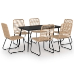 Set da Pranzo da Giardino 7 pz in Polyrattan e Vetro