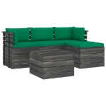 Set Divani da Giardino su Pallet 5 pz con Cuscini Massello Pino