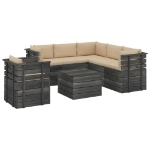 Set Divani da Giardino su Pallet 7 pz con Cuscini Massello Pino