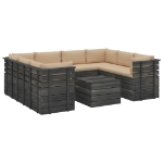 Set Divani da Giardino su Pallet 9 pz con Cuscini Massello Pino