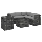 Set Divani da Giardino su Pallet 7 pz con Cuscini Massello Pino