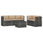 Set Divani da Giardino su Pallet 6 pz con Cuscini Massello Pino