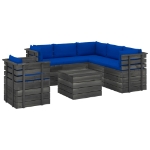 Set Divani da Giardino su Pallet 7 pz con Cuscini Massello Pino