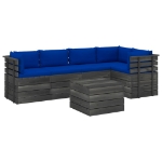 Set Divani da Giardino su Pallet 6 pz con Cuscini Massello Pino