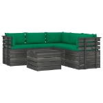 Set Divani da Giardino su Pallet 6 pz con Cuscini Massello Pino