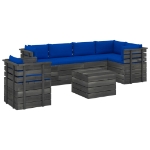 Set Divani da Giardino su Pallet 7 pz con Cuscini Massello Pino