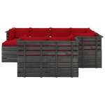 Set Divani da Giardino Pallet 10 pz con Cuscini Massello Pino