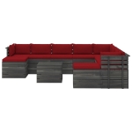 Set Divani da Giardino Pallet 11 pz con Cuscini Massello Pino