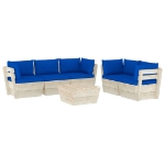 Set Divani da Giardino su Pallet 6 pz con Cuscini Legno Abete