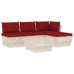 Set Divani da Giardino su Pallet 5 pz con Cuscini Legno Abete