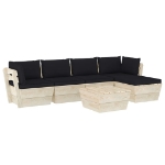 Set Divani da Giardino su Pallet 6 pz con Cuscini Legno Abete