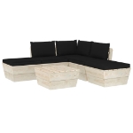 Set Divani da Giardino su Pallet 6 pz con Cuscini Legno Abete