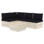 Set Divani da Giardino su Pallet 5 pz con Cuscini Legno Abete