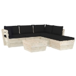 Set Divani da Giardino su Pallet 6 pz con Cuscini Legno Abete