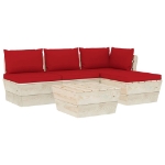 Set Divani da Giardino su Pallet 5 pz con Cuscini Legno Abete