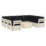 Set Divani da Giardino su Pallet 9 pz con Cuscini Legno Abete