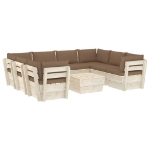 Set Divani da Giardino su Pallet 9 pz con Cuscini Legno Abete