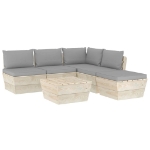 Set Divani da Giardino su Pallet 6 pz con Cuscini Legno Abete