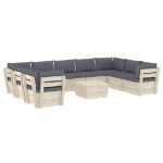 Set Divani da Giardino su Pallet 10 pz con Cuscini Legno Abete