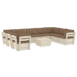 Set Divani da Giardino su Pallet 10 pz con Cuscini Legno Abete