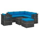 Set Divani da Giardino su Pallet 8 pz con Cuscini Massello Pino