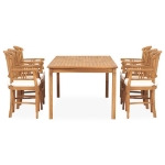 Set da Pranzo da Giardino 7 pz con Cuscini in Legno di Teak