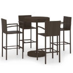 Set da Bar da Giardino 5 pz in Polyrattan Marrone