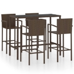 Set da Bar da Giardino 5 pz in Polyrattan Marrone