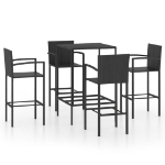 Set Bar da Giardino 5 pz in Polyrattan Nero