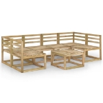 Set Divani da Giardino 7 pz in Legno di Pino Impregnato Verde