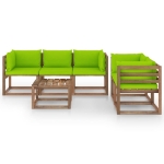 Set Salotto da Giardino 6 pz con Cuscini Verde Chiaro