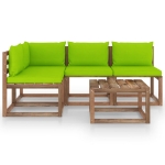 Set Salotto da Giardino 5 pz con Cuscini Verde Chiaro