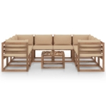 Set Salotto da Giardino 9 pz con Cuscini Beige