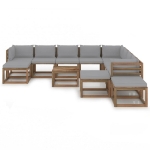 Set Divani da Giardino con Cuscini 12pz Grigio