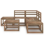 Set Salotto da Giardino 6pz in Legno di Pino Impregnato Marrone