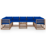 Set Salotto da Giardino 10 pz con Cuscini Blu